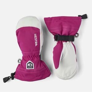 Hestra Leather Youth Girls Ski Gloves Jr. Mitt Size 6 Color Fuchsia